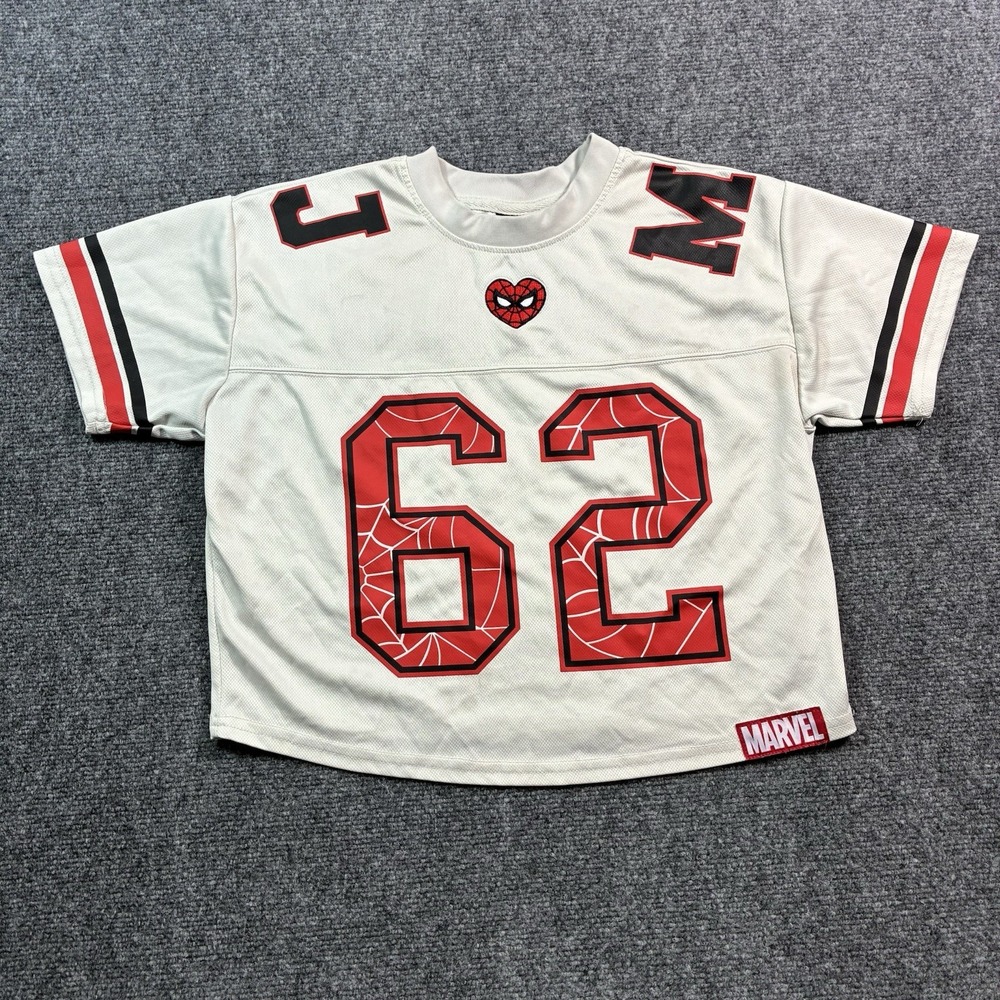 Marvel BoxLunch Mary Jane Watson 62 Spider-Man Jersey White Cropped Mesh XS